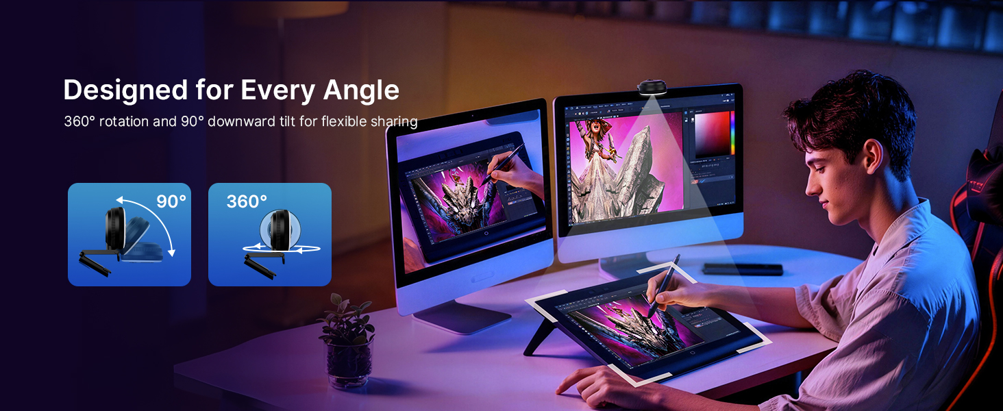 N680E Pro mounted on a PC, tilting to show the desk view