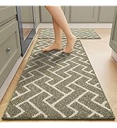 Kitchen Rugs Sets of 2-Colorful Non Slip Kitchen Mats for Floor-Thick,Moroccan Style Kitchen Deco...