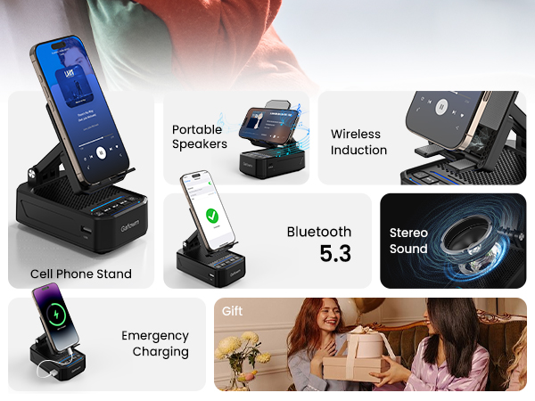 Cell Phone Stand with Instant Wireless Induction Bluetooth Speaker