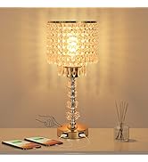 Acaxin Crystal Table Bedside Lamp Touch Control, 3-Way Dimmable Small Nightstand Lamp with 2 USB ...