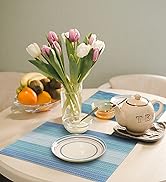 HeloHo Placemats Set of 4,Vinyl Table Place Mats, Heat Resistant Stain Resistant Foldable Placema...