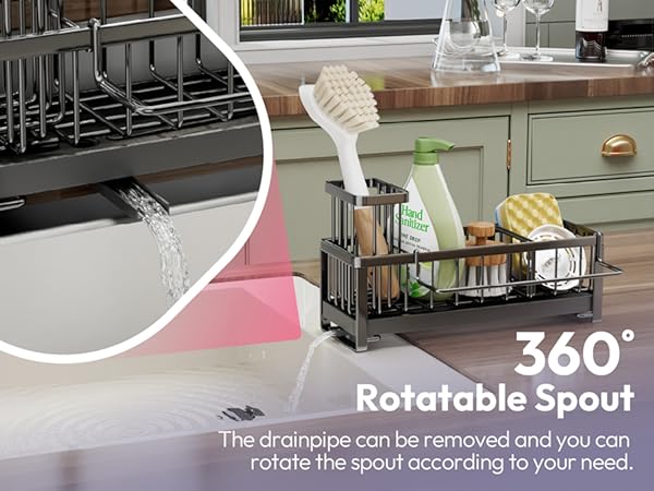 Sponge Holder for Kitchen Sink - Sink Caddy with Brush Holder Self-draining Sponge Caddy Organizer