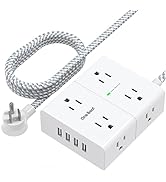 Power Strip Surge Protector with USB, 8 Widely Outlets 4 USB Ports 5Ft Extension Cord with Flat P...