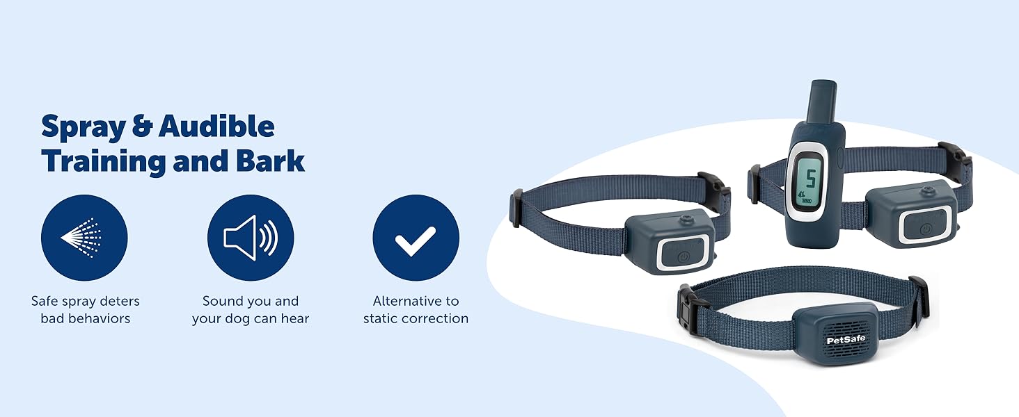 PetSafe Family of training products Spray and Audible Training and Bark solutions