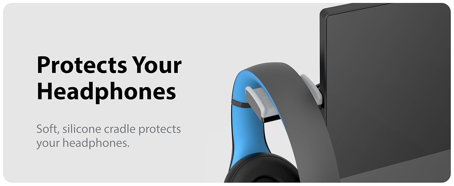 Soft, silicone cradle protects your headphones.