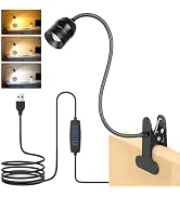 canvage Reading Lights for Bed, Dimmable USB Clip-on Lamp for Dorm Bed Headboard, 3 Modes &amp; 10 Br...