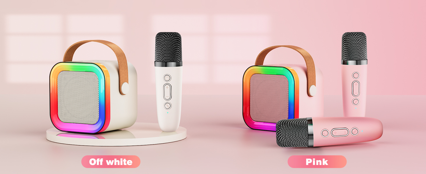 Mini Karaoke Machine Speaker for Kids Adults,Portable Bluetooth with 2 Wireless Microphones