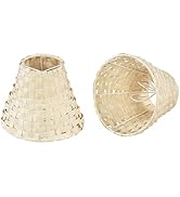 Aspen Creative 51002-2, Empire Clip-On Chandelier Lamp Shade, Natural Palm Leaf, 3" Top X 6" Bott...