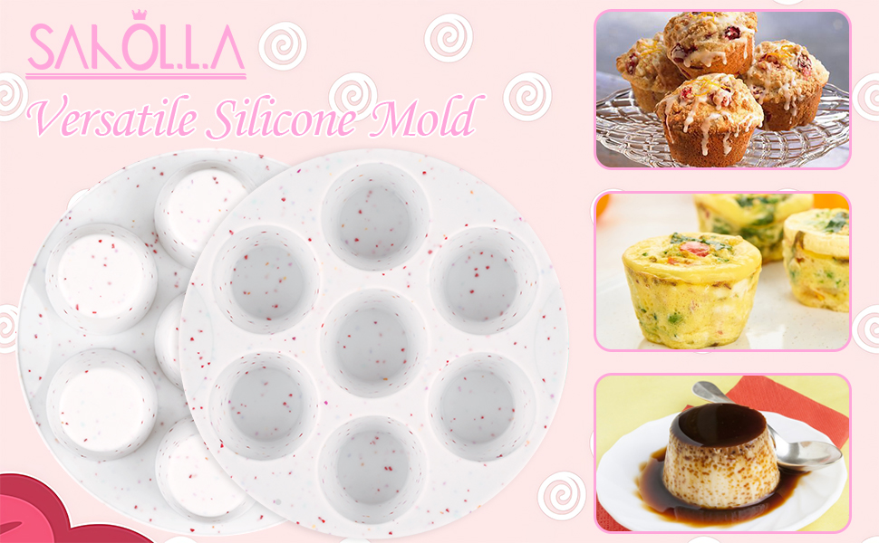 Sakolla 2 Pack Silicone Egg Bite Molds