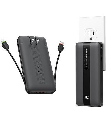 Fast Charging Power Bank with Wall Plug-CW2-Black