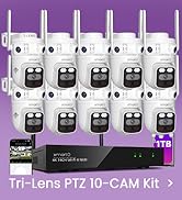 xmartO 16CH 10Pcs 6MP Tri-Lens PTZ Security Camera System, 16CH 4K WiFi 6 Mesh NVR with 1TB NVR, ...