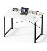 Sweetcrispy Small Computer Desk,40 Inch Office Writing Work Desk with Metal Frame Wooden Tabletop...