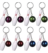 Toddmomy Mini Bowling Keychain, 8Pcs Mini Bowling Pin and Ball Keychain Sports Keyring Bowling Pa...