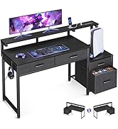 AODK Computer Desk with 4 Drawers, 48 Inch Gaming Desk with Power Outlet, Office Desk with Monito...