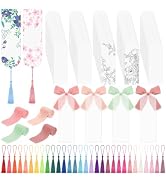 100 Pieces Acrylic Bookmark Blanks, Clear Acrylic Bookmarks with 30 Pieces Tassels and 4 Rolls Ch...