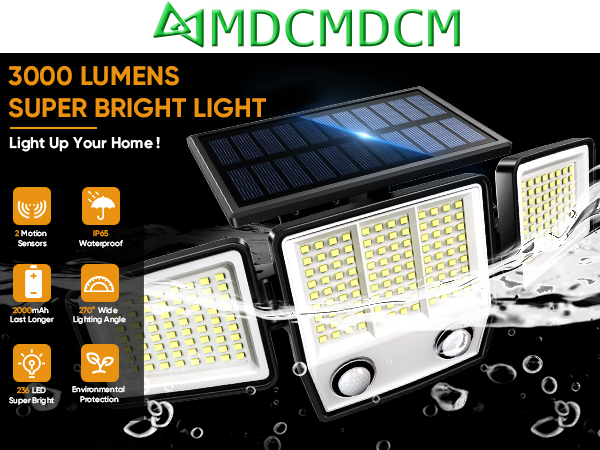 Solar Motion Lights Outdoor Waterproof - Solar Flood Wall Light for Garden Yard Patio Pathway