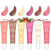 KIMUSE 6 Pcs Tinted Lip Butter Hydration Balm Set, 6 Flavored Shades Hydrating Plumping Gloss wit...