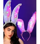 Aceorna Light Up Bunny Ears Headbands Led Glow Hair Hoop Luminous Rabbit Ears Hair Bands Furry Bu...