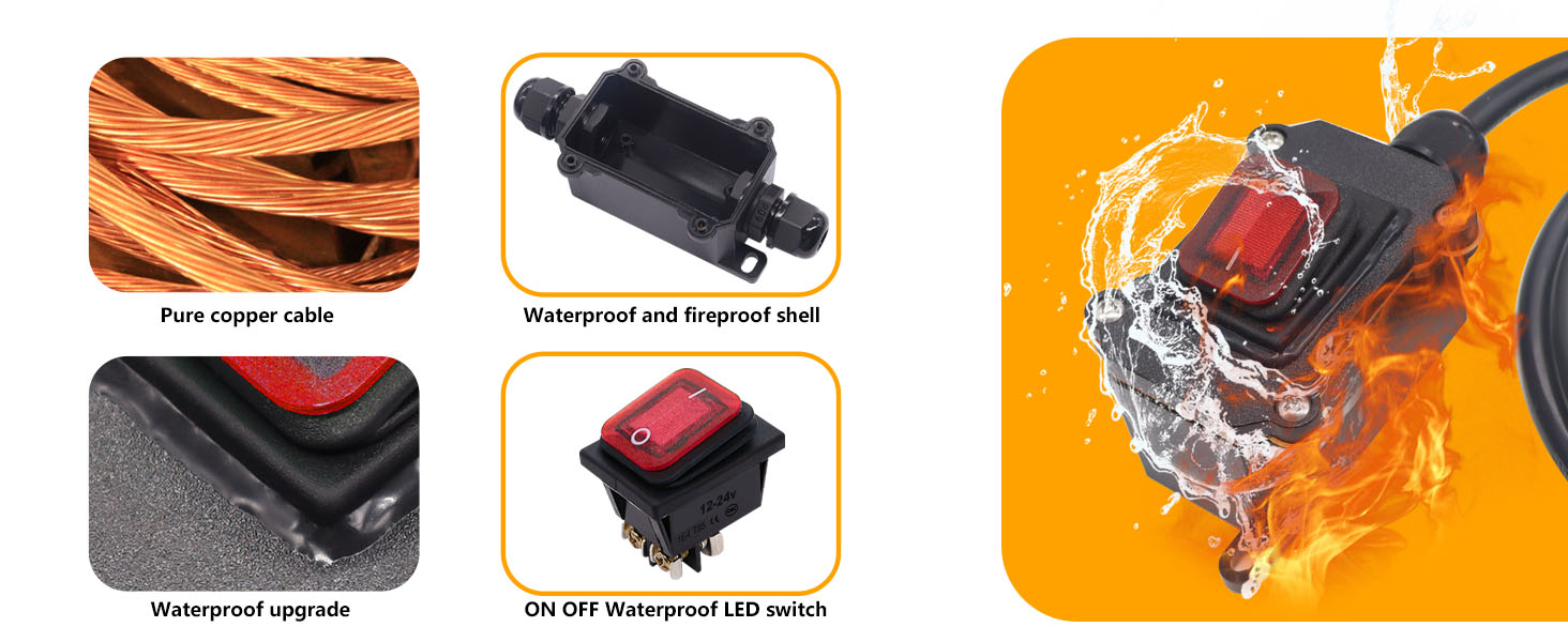 Heavy Duty Extension Cord with IP67 Waterproof Switch