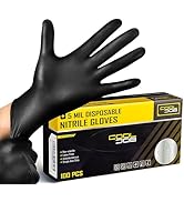 COOLJOB 5 Mil Black Disposable Nitrile Gloves for Men, Heavy-Duty for Household Cleaning, Cooking...
