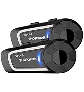 TK-X4 Motorcycle Bluetooth Headset, 6 Riders 2000m Helmet Group Intercom with Bluetooth 5.1/Music...