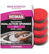 Weiman Multi-Surface Dual Action Sponges, Non-Scratch Scrub &amp; Shine for Dishes, Cooktops, Stainle...