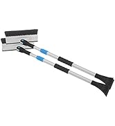 Extendable Snow Brush with Squeegee &amp; Ice Scraper - Eva Foam Comfort Grip on Aluminum Handle, T-S...