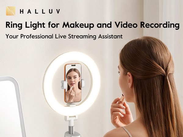 Ring Light for Makeup and Video Recording, Desk Ring Light with Stand and Phone Holder