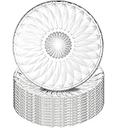 Hiceeden Set of 12 Crystal Glass Salad Plate, 8 Inch Round Clear Dessert Plates Restaurant Servin...