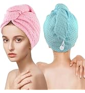 MaopaoBeauty Microfiber Hair Towel Wrap - 2Pack Hair Head Drying Curly Fast Absorbent Dry Anti Fr...