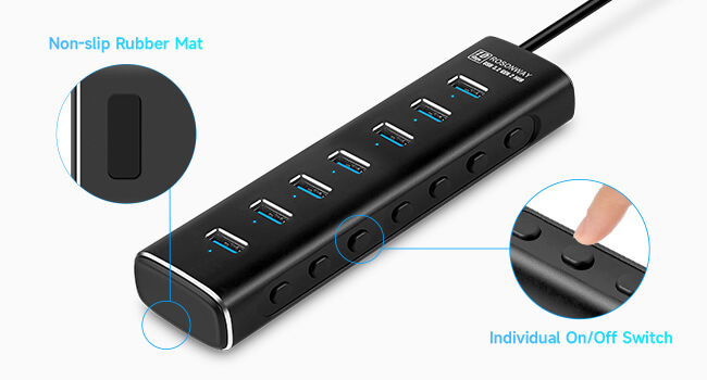 usb 3.1 3.2 hub with on off switch