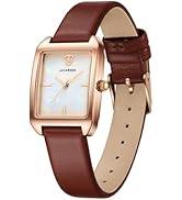 L LAVAREDO Womens Watch Leather Strap Dainty Elegant Watches for Women Square Ladies Quartz Watches