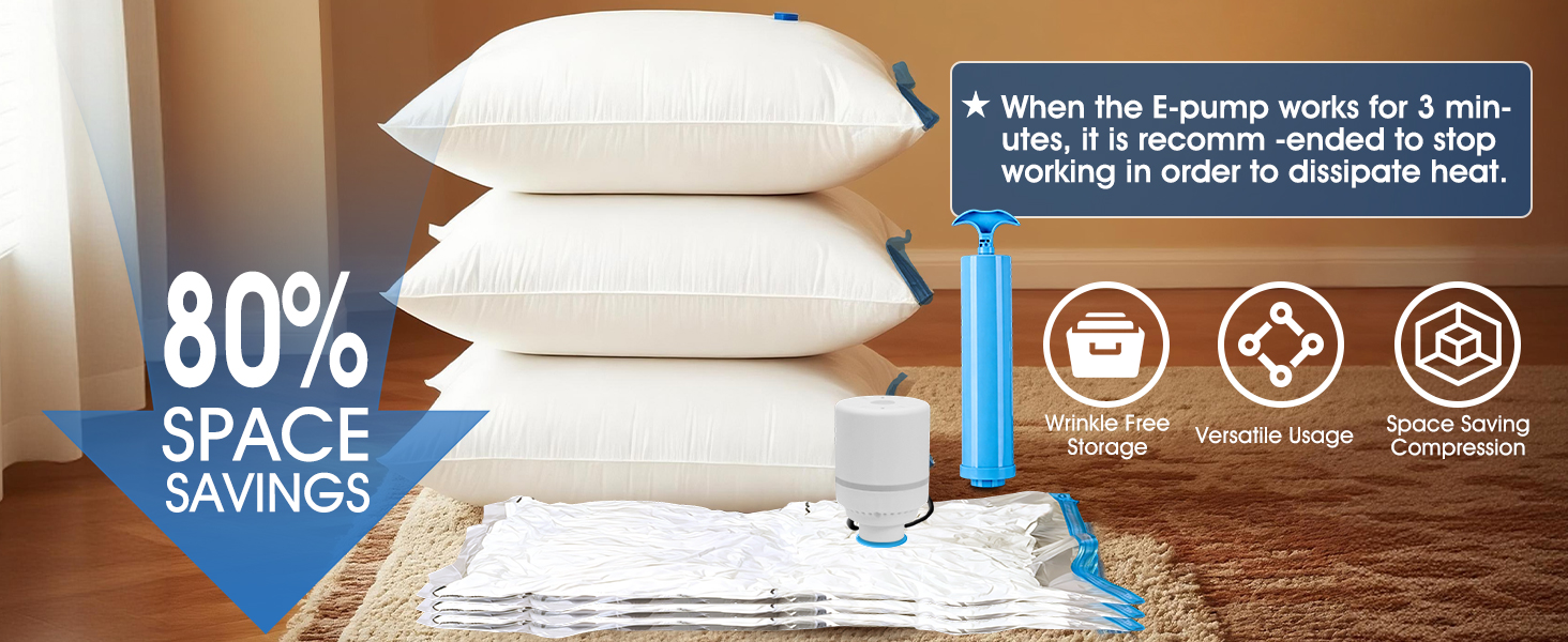 Vacuum Storage Bags 1 Electric Pump and 1 Hand Pump