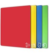 Fotouzy Plastic Cutting Boards for kitchen, Flexible Cutting Mats for Cooking, 100% Non-Slip Cutt...
