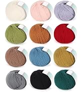 Coopay Yarn for Crocheting, 12 Premium Wool Yarns - 98% Wool 2% Cotton, 1.76oz, 164yds - Crochet ...