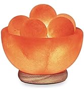 Himalayan Glow Bowl Salt Crystal Lamp with Neem Wooden Base,(ETL Certified), Dimmer Switch |, 5 M...