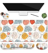 Keyboard Mouse Pad Set, Large Gaming Mouse Pad + Keyboard Wrist Rest + Coaster Set, 4Pcs Ergonomi...