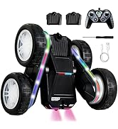 SANGQAOFU Police Remote Control Car 4WD 360° Flips RC Stunt Car Toys Cyber-Inspired Double-Sided ...