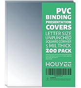 HOUYEE 200 Pack 5 Mil PVC Binding Presentation Covers, Clear Report Covers,8.5x11 Inches,Letter Size