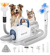 oneisall Dog Vacuum &amp; Dryer for Shedding Grooming, 8 in 1 Dog Grooming Kit with Metal Blade Pet C...