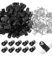 VIPMOON 100pcs Black 3/8 inch Nylon Plastic R-Type Cable Clips Clamp Kit,Mounting Cord Fastener W...