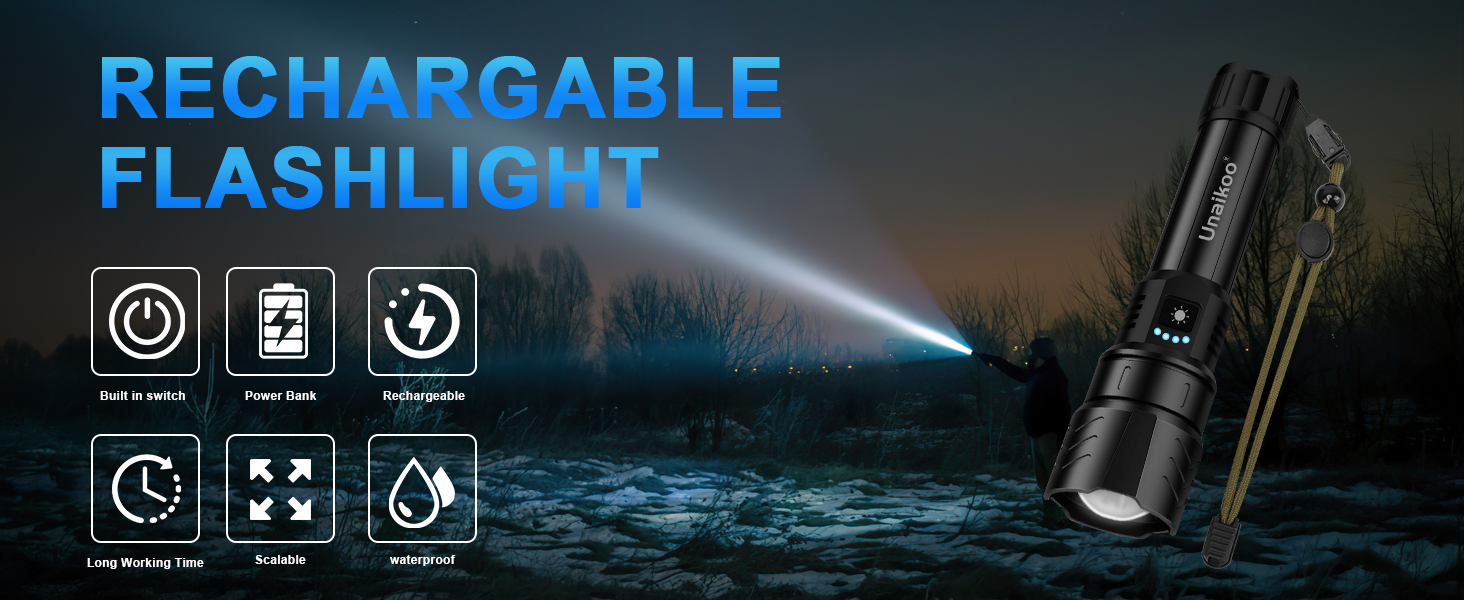 Flashlight rechargeable flashlights tactical flashlight high lumens laser aurora flash light