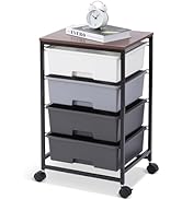 SYKIARIOL Utility Cart with 4 Drawers,Rolling Storage Cart with Drawers,Light Grey