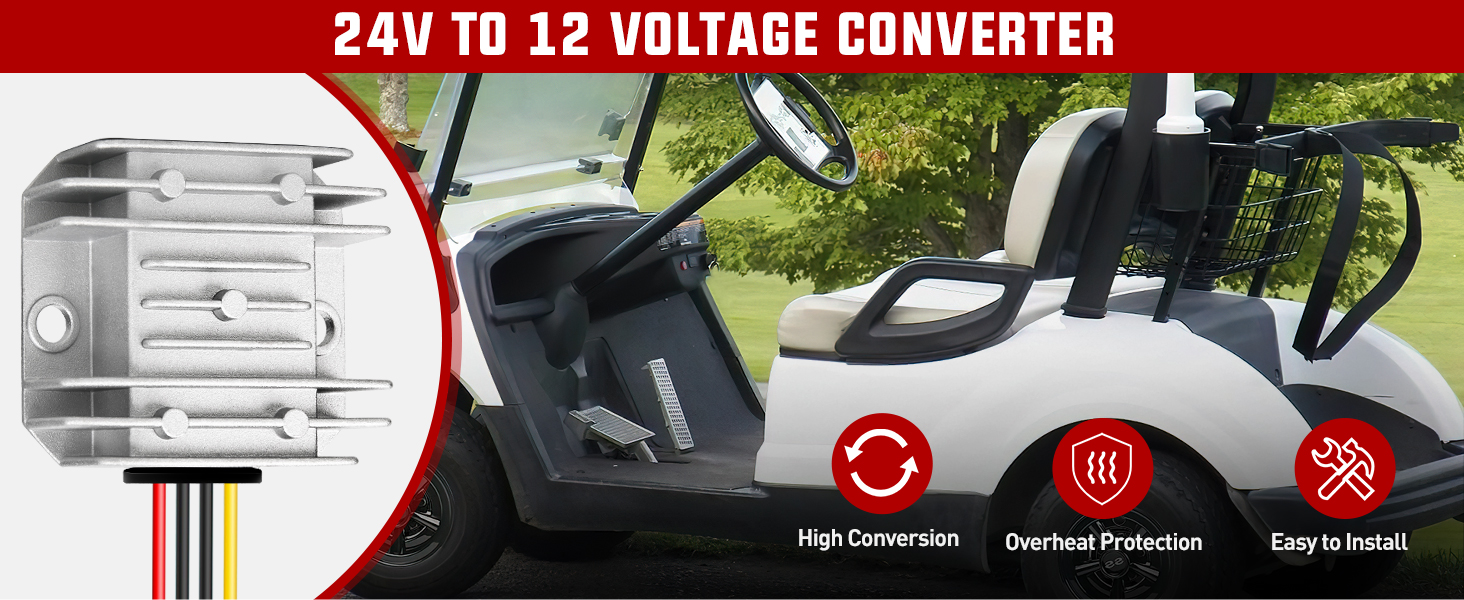 Nilight 120W 24V to 12V 10A DC Converter Regulator Reducer Golf Cart Voltage Converter Regulator