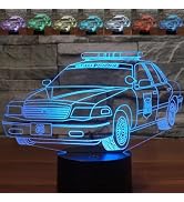 BVAZTVP 3D Police Cars LED Table Desk Lamp,Optical Illusion Night Light,7 Colors Change with USB ...