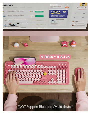 Wireless Keyboard and Mouse Combo with Retro Round Keycaps phnoe holder gift