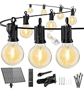 Brightown 75FT Solar String Lights Outdoor with Remote and 36 LED Shatterproof Bulbs, Dimmable &amp; ...