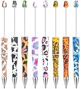 PASISIBICK 8 Colors Cow Plastic Beadable Pens, Milk Cow Bead Pens for DIY PPL Gift with Shaft Bla...