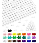 180PCS FIVEIZERO Small Silicone Beads, 9mm Silicone Beads Focal Beads Rubber Round Beads White Co...