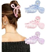 4.3" Acrylic Bow Hair Clips for Women Cute Bow Claw Clip 3PCS Large Hair Claw Clips for Thick or ...